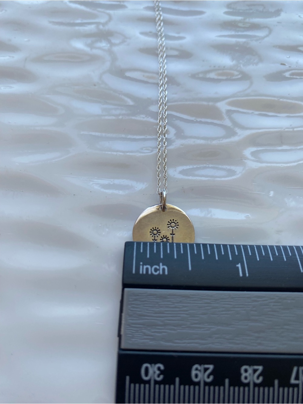 Sterling Silver Dandelion Disc Pendant Necklace 16” inches - Picture 7 of 7